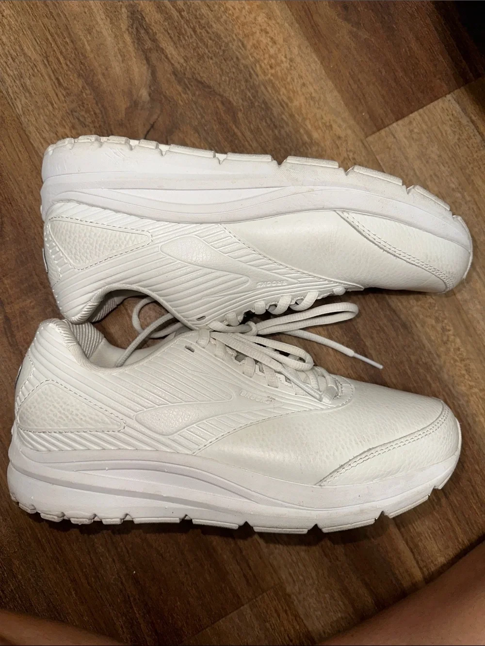 Brooks Women's All-White Leather Walking Sneakers